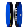 O'Brien System Wakeboard top and base view in blue and black, featuring bold branding and aggressive channeling.