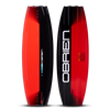 O'Brien System Wakeboard top and base view in red and black, showcasing its durable and high-performance shape.